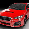 Red Subaru Sporty Sedan With Aggressive Front Design And Black Wheels