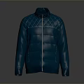 Blue Jacket With Stand Collar Diamond Pattern And Striped Design 3d model