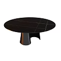 Black Round Modern Dining Table With Marble Top And Unique Curved Base 3d model