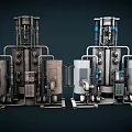 Detailed Mechanical Industrial Equipment With Complex Pipes And Metal Containers