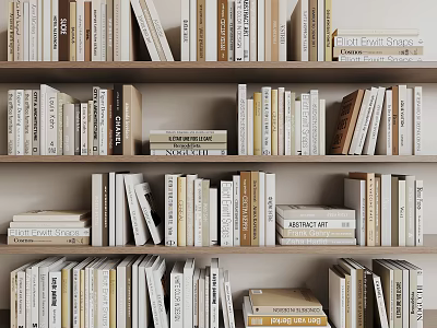 Neatly Arranged Bookshelf With Various Books And Classic Literature Collection 3d model