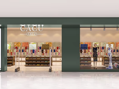 Modern Bright CACU Boutique Clothing Store With Fashion Mannequins And Neat Fabric Displays 3d model