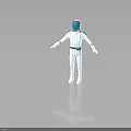 3D Astronaut Character In White Spacesuit With Blue Helmet Standing On Gray Background