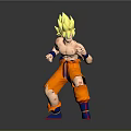 Super Saiyan Goku Anime Game Character Blonde Spiky Hair Shirtless Orange Torn Pants Fighting Stance