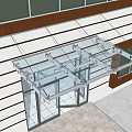 Transparent Glass Awning Above Building Entrance With Glass Door And White Exterior