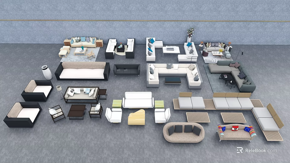 Modern Stylish Sofa Coffee Table Combination With Various Designs And Colors 3d model