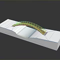 Orange Bridge Model With White Base And Blue Water Area Structure