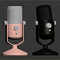 Stylish Modern Pink And Black Microphones With Sleek Stand Design For Recording