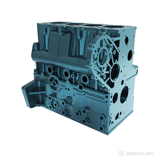 Detailed Metal Engine Block With Precision Machined Holes And Mechanical Structure 3d model 