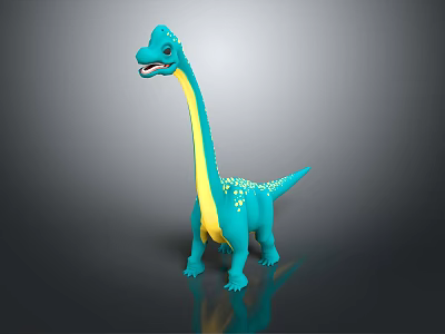 Blue Dinosaur Toy With Long Neck Yellow Belly And Spotted Back Design 3d model