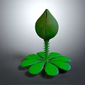 Cute Cartoon Style Green Plant With Unopened Bud And Leaf Structure Design
