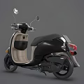 Modern Black Scooter With Classic Design Beige Seat And Side Mirrors