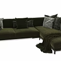 NATUZZI Modern Living Room Sofa Set With Decorative Pillows And Throw Blanket 3d model