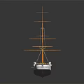 Classic Sailing Ship With Masts And Colored Flags