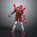 Red And Silver Armored Mech Robot With Mechanical Structure And Back Thrusters 3d model