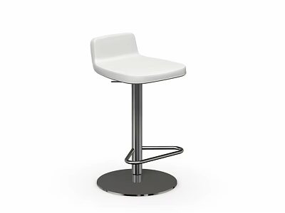Sleek White Bar Stool With Padded Seat Metal Frame And Round Base 3d model