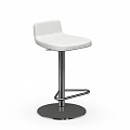 Sleek White Bar Stool With Padded Seat Metal Frame And Round Base