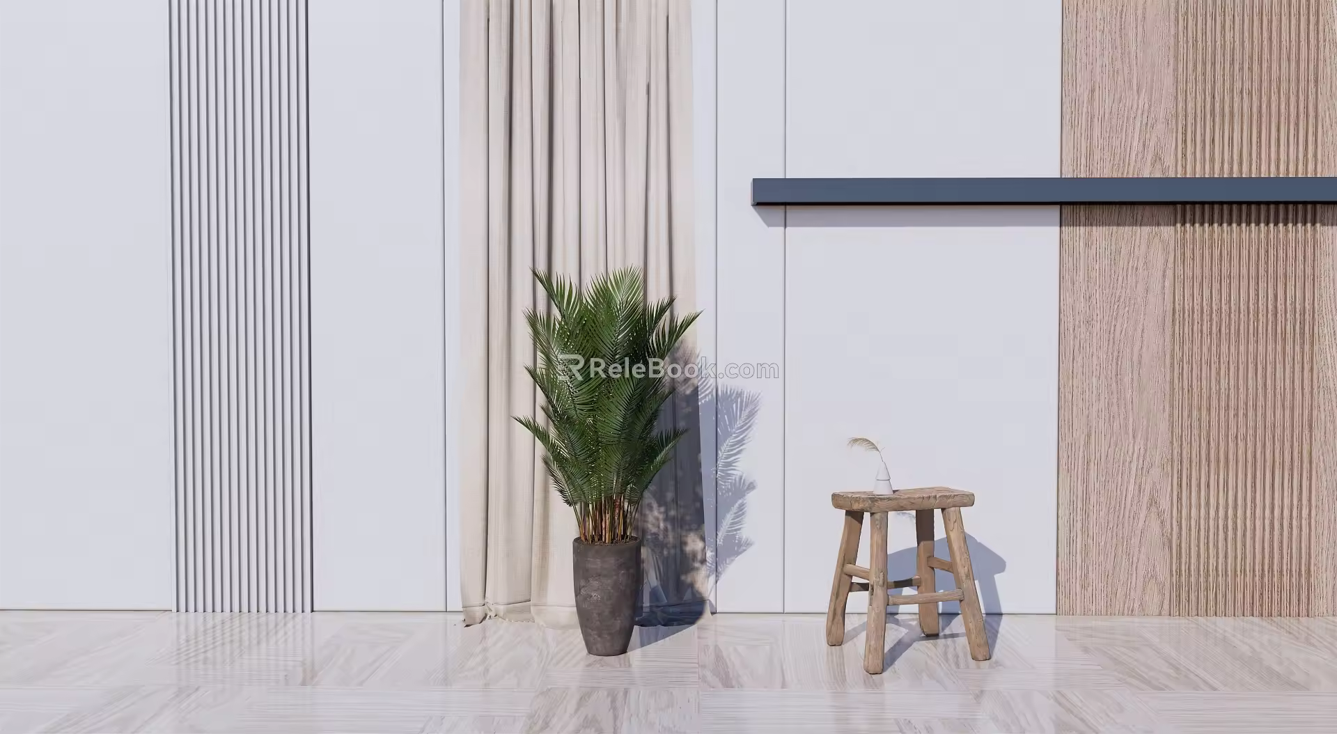 Chinese-style stool bench 3d model