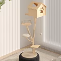 Light Wood Cat Tree With Platforms And Hanging Ball 3d model