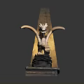 Mythical Winged Dragon Sculpture with Obelisk Structure and Intricate Stone Base