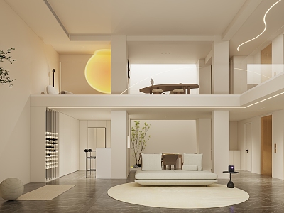 The living room space of the villa in the restaurant. 3d model