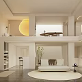 Minimalist Modern Loft Living Room With Sofa And Round Rug