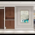Modern Living and Dining Room Interior With TV Wooden Coffee Table Armchair And Chandelier