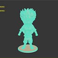 Cartoon Style Character Statue With Flame Like Hair Standing Pose And Base