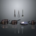 Modern Kitchen Living Supplies Set With Pots Pans Spatula Whisk And Coffee Mug