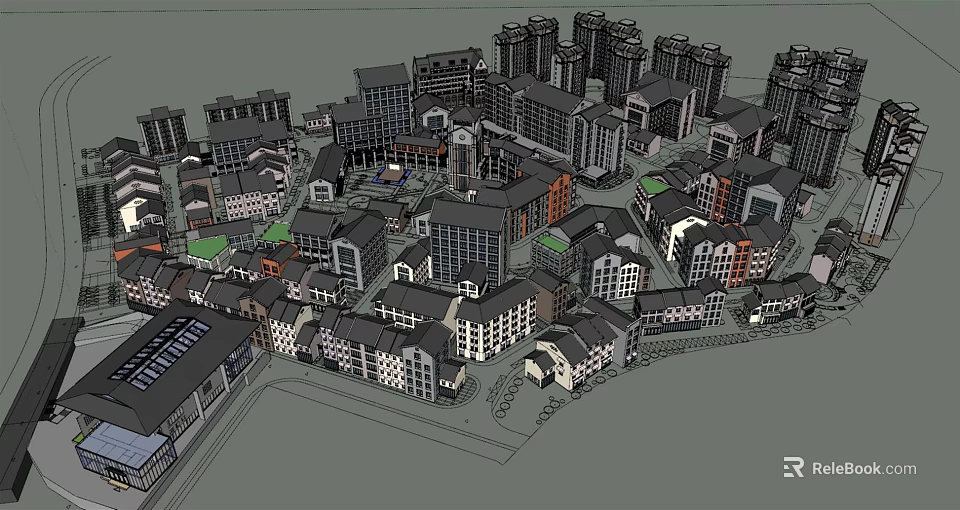 European Architecture Aerial View Of Urban Cityscape With Diverse Classic Buildings 3d model 