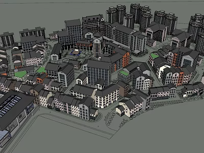 European Architecture Aerial View Of Urban Cityscape With Diverse Classic Buildings 3d model