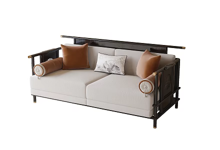 Chinese-style double sofa 3d model