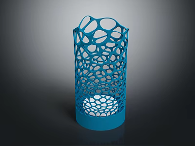 Blue Fish Shaped Hollow Decorative Lantern With Intricate Hole Patterns 3d model