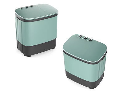 Two Teal Washing Machines With Modern Design Black Bases And Control Knobs 3d model