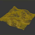 3D Terrain Model Showing Mountainous Landscape With Undulating Green Vegetation And Brown Soil