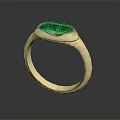 Gold Ring With Square Cut Green Gemstone Classic Jewelry Accessory 3d model