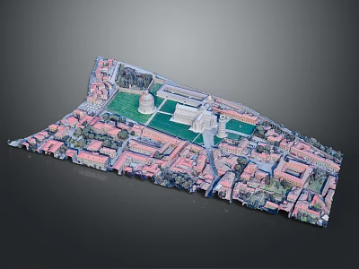 Modern Urban 3D Model Showcasing Central Green Square and Surrounding Buildings 3d model