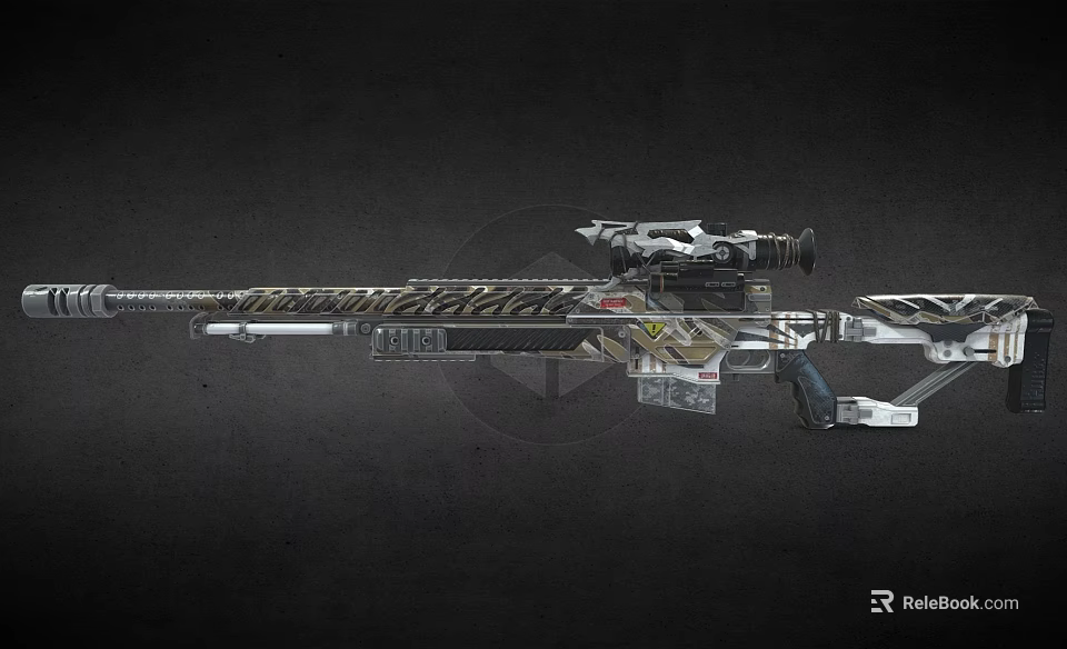 Advanced Sniper Rifle With Metallic Finish Decorative Engravings Tactical Scope And Modern Design 3d model 
