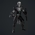 Skeleton Warrior Game Movie Character in Armor with Shield and Glowing Details
