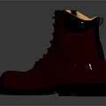 Red Leather High Top Work Boots With Lace Up Design Metal Eyelets And Black Sole