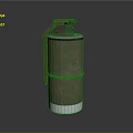 Green Military Hand Grenade With Silver Base And Red Button Design 3d model