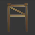 Simple Wooden Stool With Cross Frame Structure And Light Wood Finish