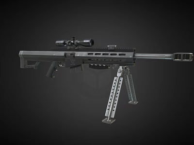 Modern Black Tactical Sniper Rifle With Telescopic Sight Bipod And Long Barrel 3d model