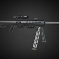 Modern Black Tactical Sniper Rifle With Telescopic Sight Bipod And Long Barrel
