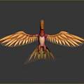 Vibrant Red and Orange Phoenix with Spread Wings in Detailed 3D Rendering 3d model