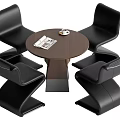 Middle style dining table and chair 3d model