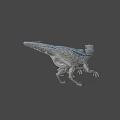 Game Movie Dinosaur Character With Open Mouth Blue Stripes And Sharp Teeth