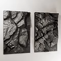 Modern Black Rock Textured Wall Decor Set of Two for Interior Decoration