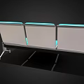Turquoise Public Chair With Three Seats Metal Frame And Comfortable Seat Backrest