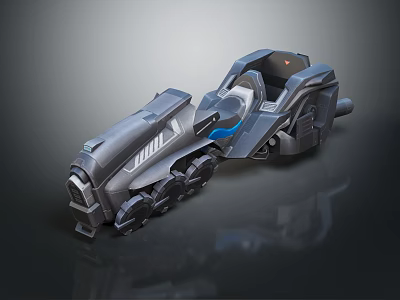 Futuristic Gray Motorcycle With Sleek Metallic Design And Blue Accent Details 3d model
